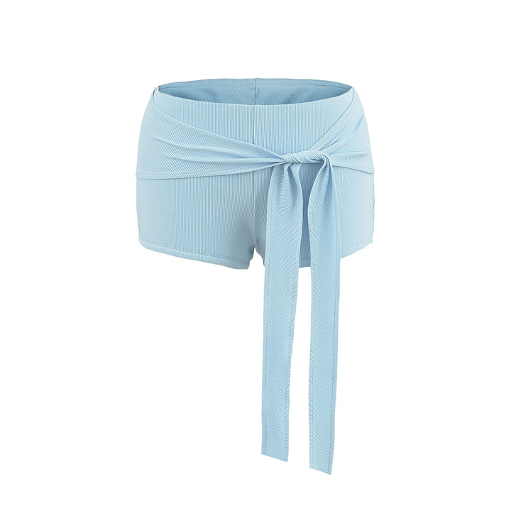 Dame wrap shorts med elegante bindebåndsdetaljer og figursyet snit Stilla
