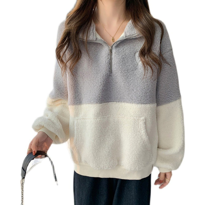Femme Cozy Fleece Kvart-lynlås Pullover Sweatshirt Stilla