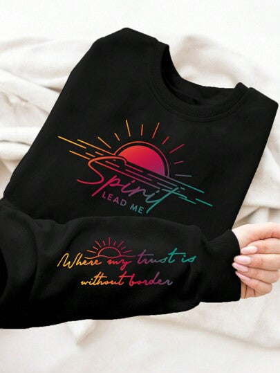 Kvinders sweatshirt med inspirerende print og blødt flydende stof Stilla