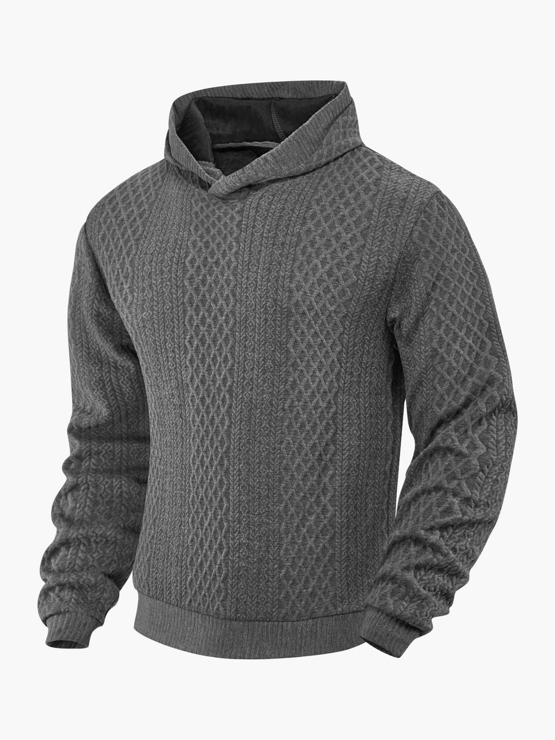 Herre nan struktureret slangenkrave-sweater med hætte og vaffelmønster Jacquard Skovae