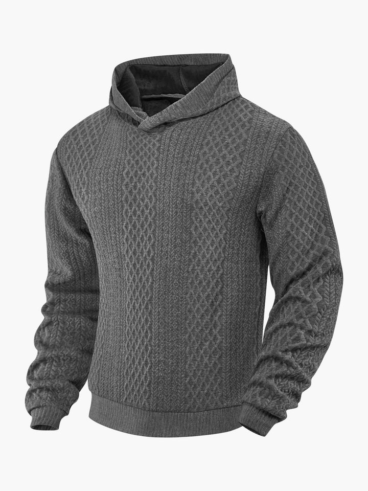 Herre nan struktureret slangenkrave-sweater med hætte og vaffelmønster Jacquard Skovae