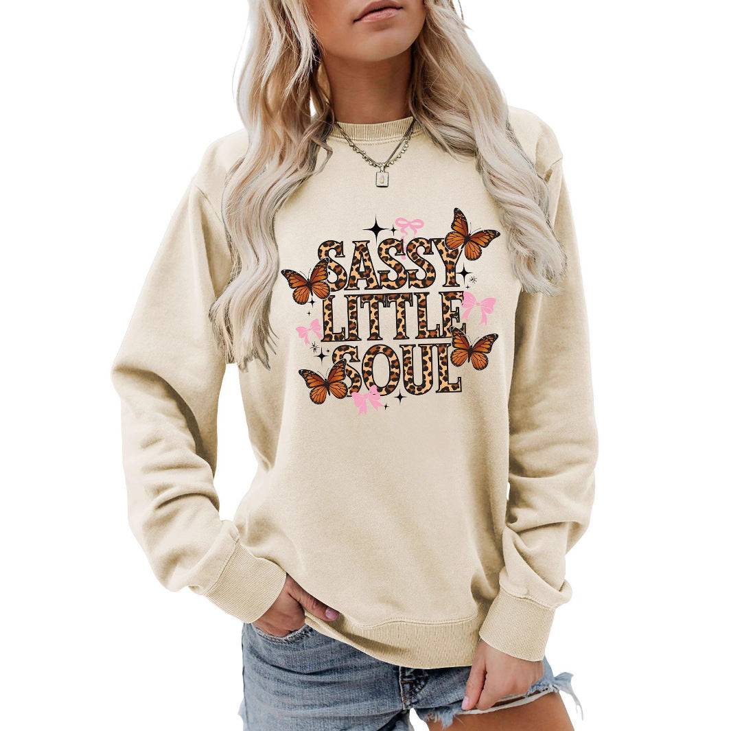 Kvinders sweatshirt med kunstnerisk sommerfugledesign Stilla