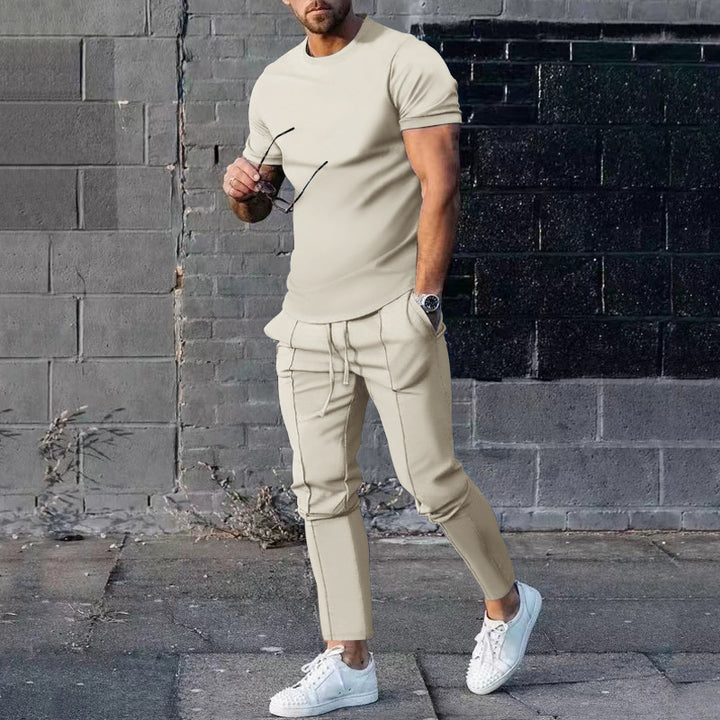Herrer afslappet sport outfit med åndbart T-shirt og løs joggingbukser Stilla