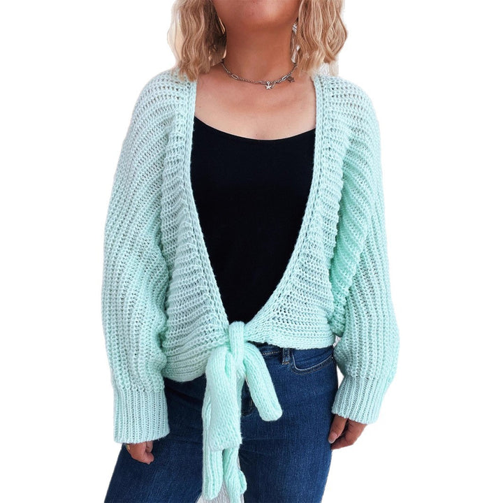 Kvinders afslappede strikket cardigan med trendy bånd og oversized pasform Stilla