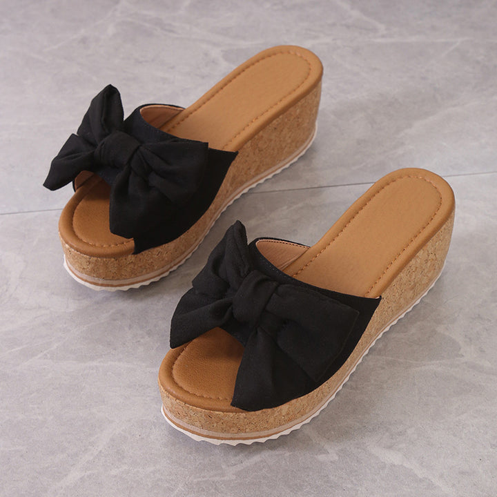 Dame Wedge-sandaler med dekorativt sløjfe-detail og kork-såler Stilla