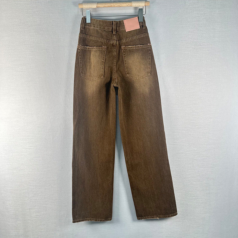 Dame brede jeansbukser i en afslappet stil med høj talje og slidstærk denim Stilla