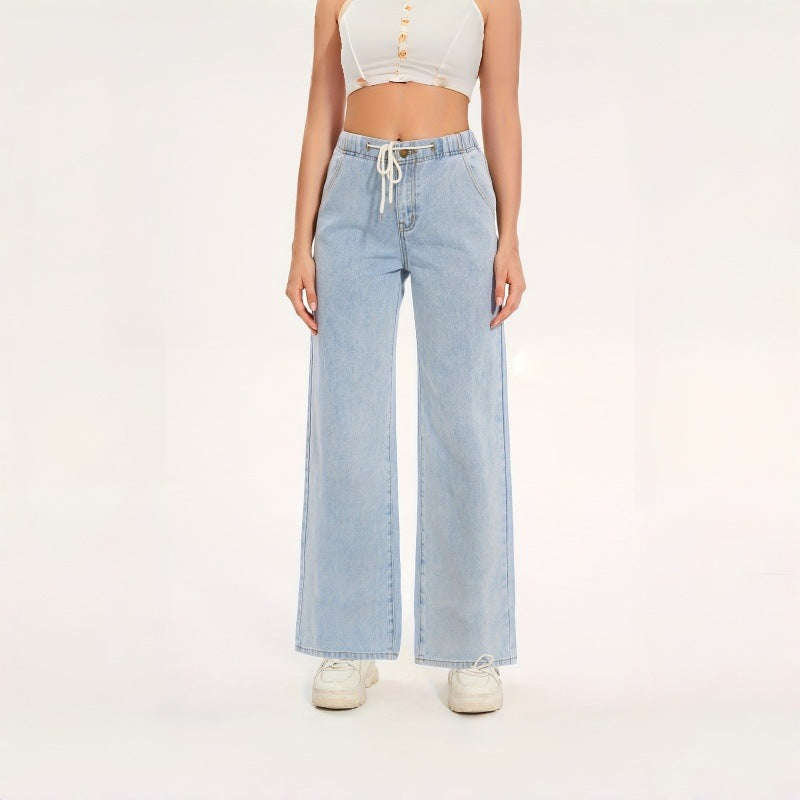 Dame brede jeans med elastisk talje og afslappet pasform Skovae