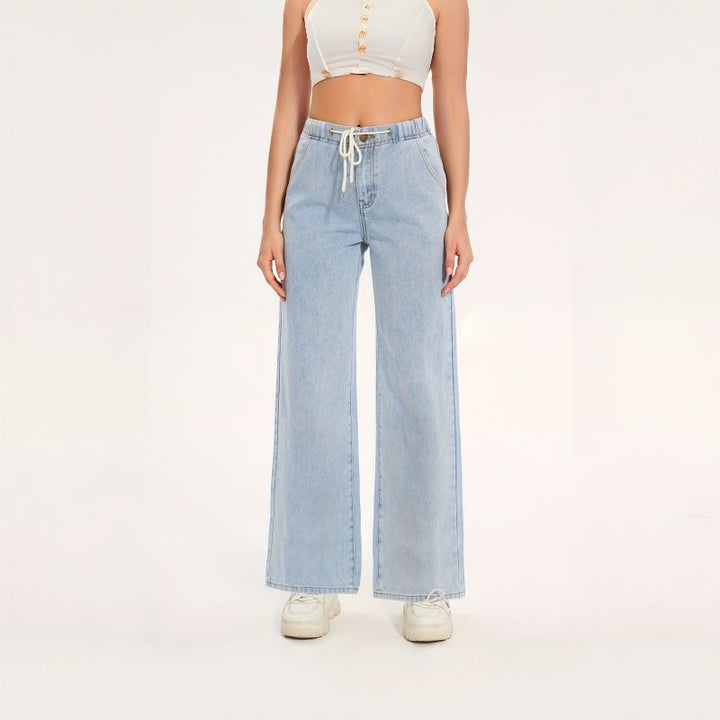 Dame brede jeans med elastisk talje og afslappet pasform Skovae