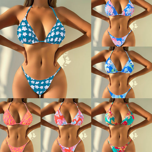 Femme Floral Print Triangle Badedragt Sæt Stilla