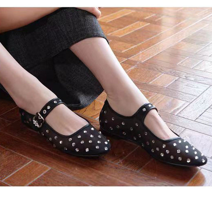 Femme strass-pyntet spidse sko-ballet flade Stilla