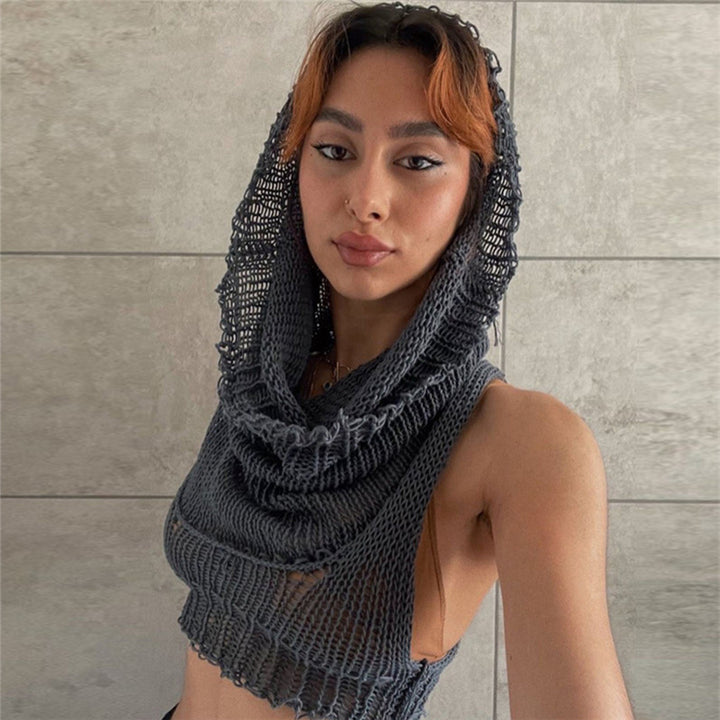 Dame hoodie med innovativt stropdesign og åndbart strik Stilla