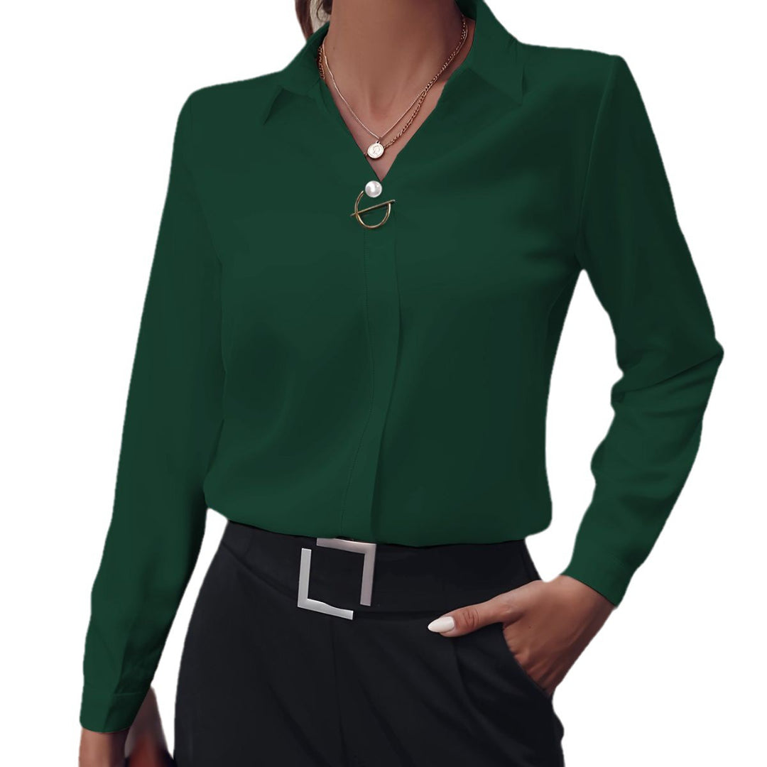 Dame Elegant Bluse med smidig tekstur og detaljeret knapliste Stilla
