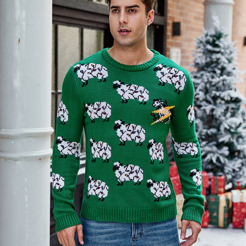 Herre julesweater med sjov fårdesign og komfortabel pasform Stilla