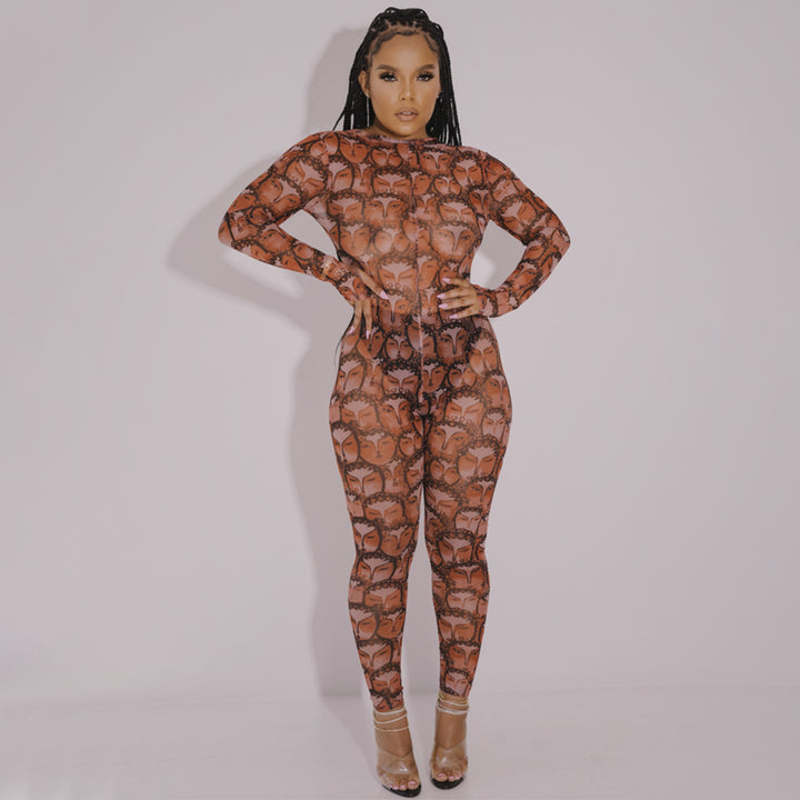 Dame langærmet bodysuit med unikt trykdesign Stilla