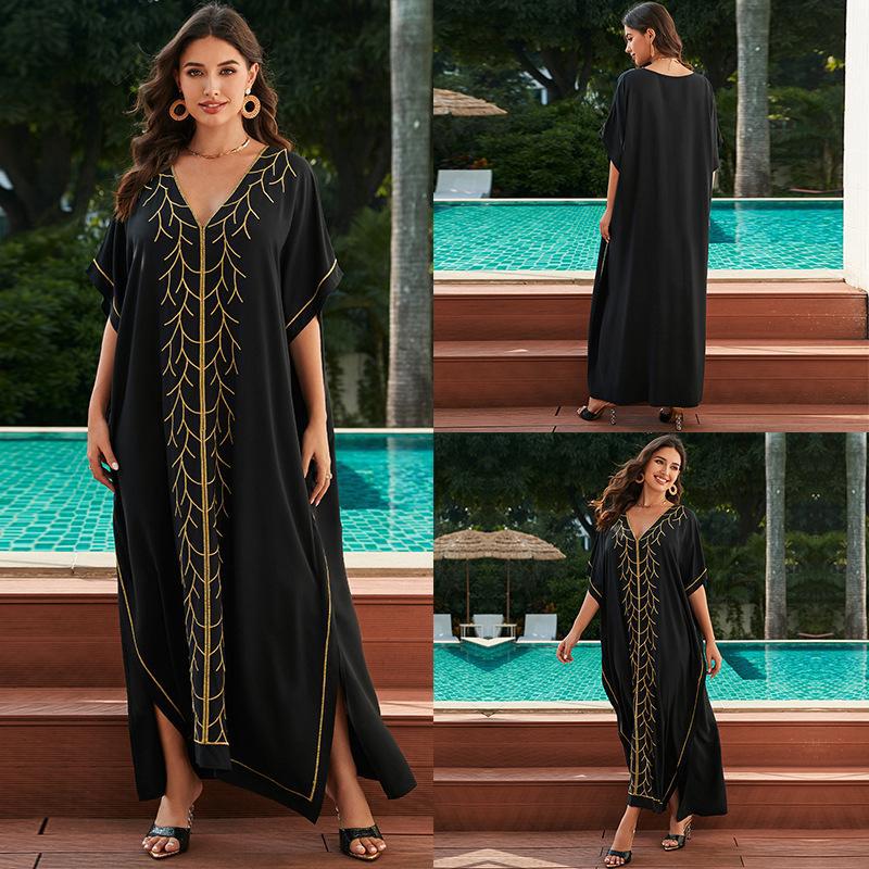 Dame Elegant Maxi-Kaftan med kunstneriske udsmykninger Stilla
