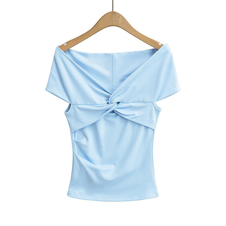Dame Off-Shoulder Overdel med raffineret knudedesign og elastisk materiale Stilla