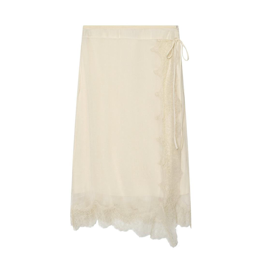 Dame elegant ruffled nederdel med delikat spids dekoration og praktisk talje snøre Skovae
