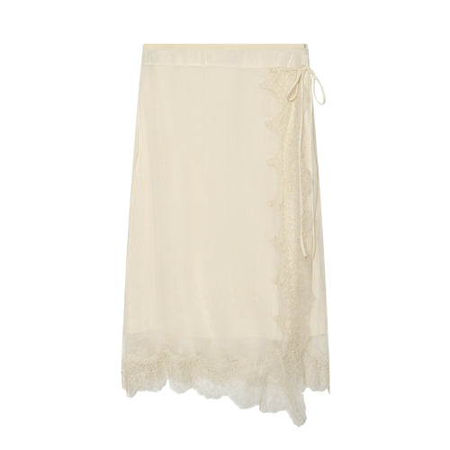 Dame elegant ruffled nederdel med delikat spids dekoration og praktisk talje snøre Skovae
