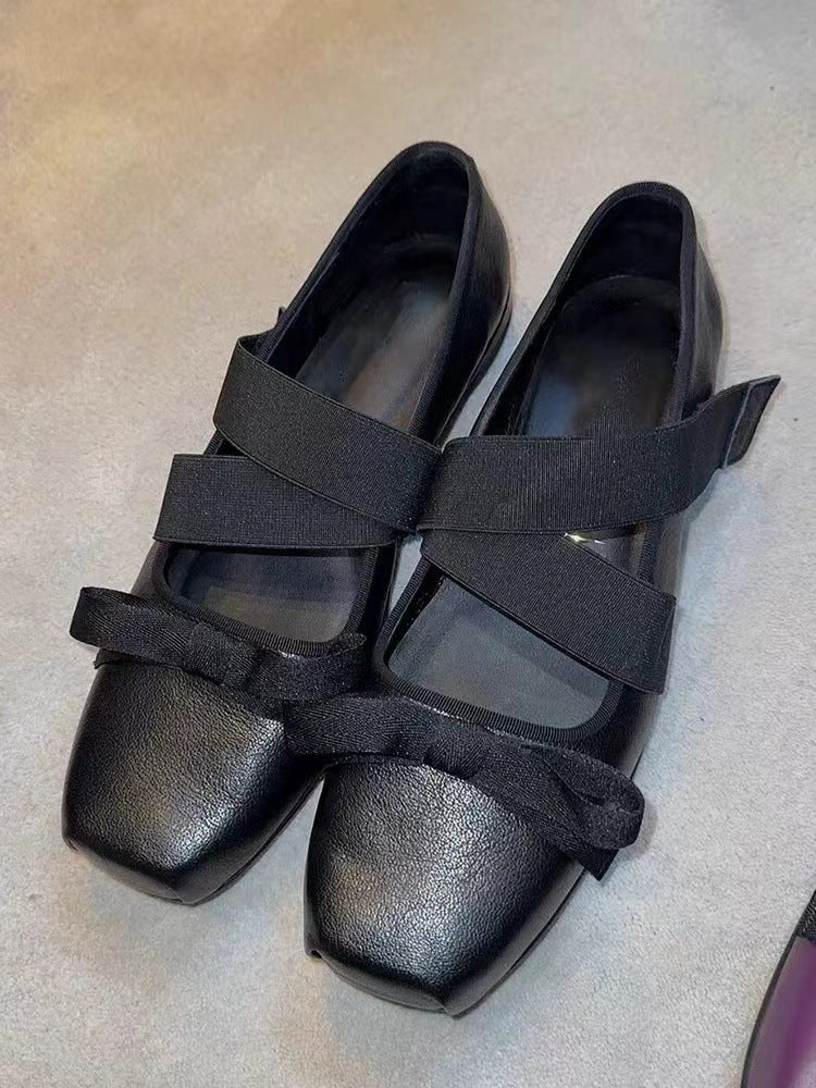 Femme Squaretoe Integral Ballerinas med dekorativ sløjfeudsmykning Stilla