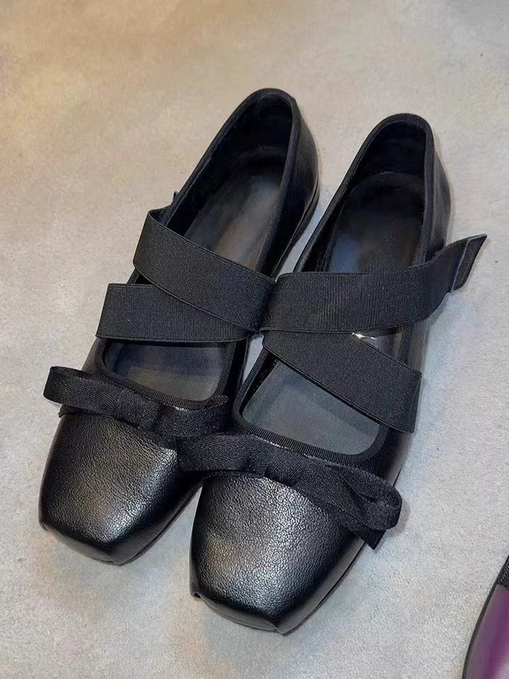 Femme Squaretoe Integral Ballerinas med dekorativ sløjfeudsmykning Stilla