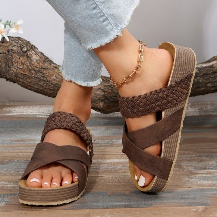 Dame komfortable remsandaler med fletdesign og dæmpende sål Stilla