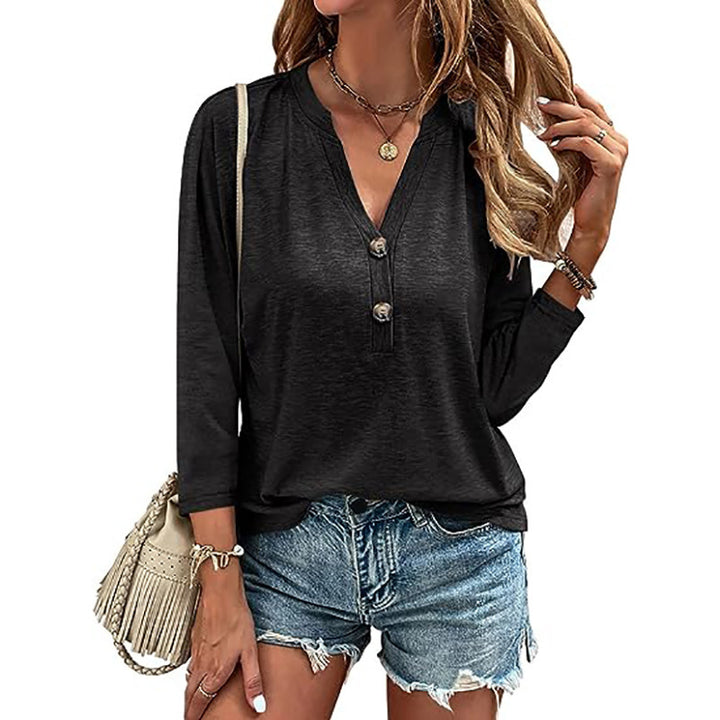 Dame Casual Longsleeve med knapdetaljer Stilla
