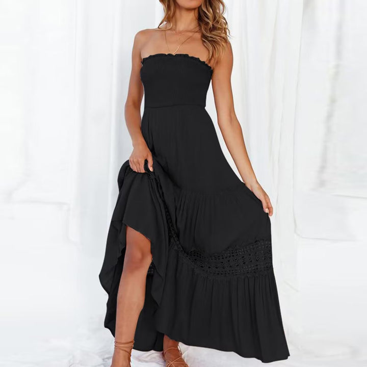 Kvinder Strapless Bohemian Maxi Kjole Stilla