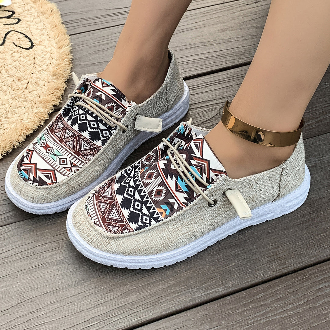 Dame Fritids Slip-On Sneakers med trendy Ethno-mønster Stilla