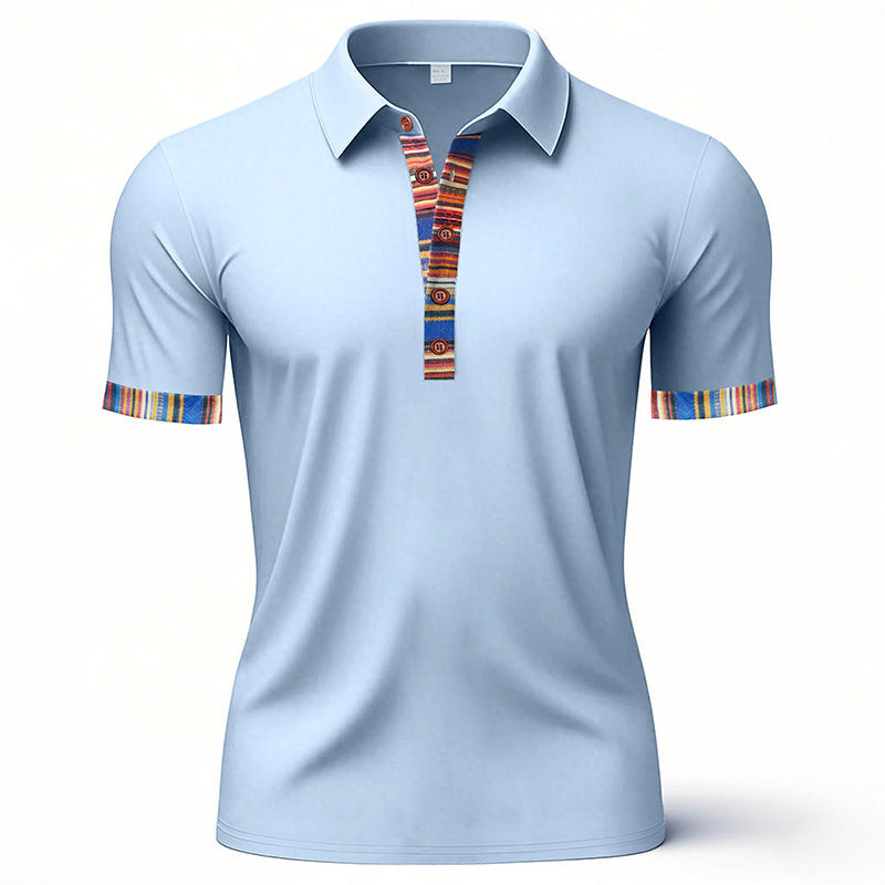 Herre Poloshirt med farverig krave og ærmeafslutninger Stilla