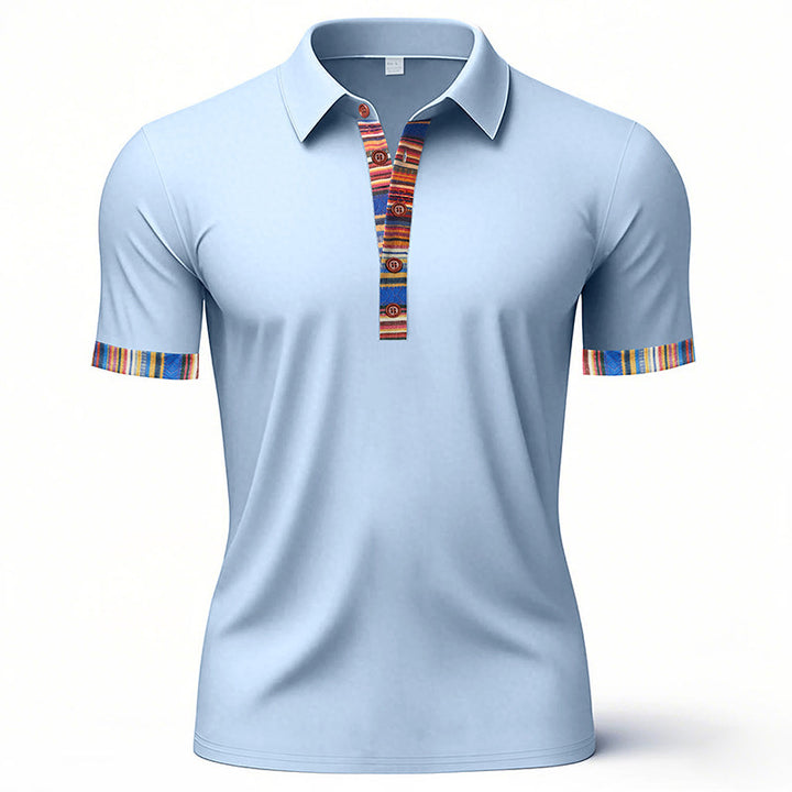 Herre Poloshirt med farverig krave og ærmeafslutninger Stilla