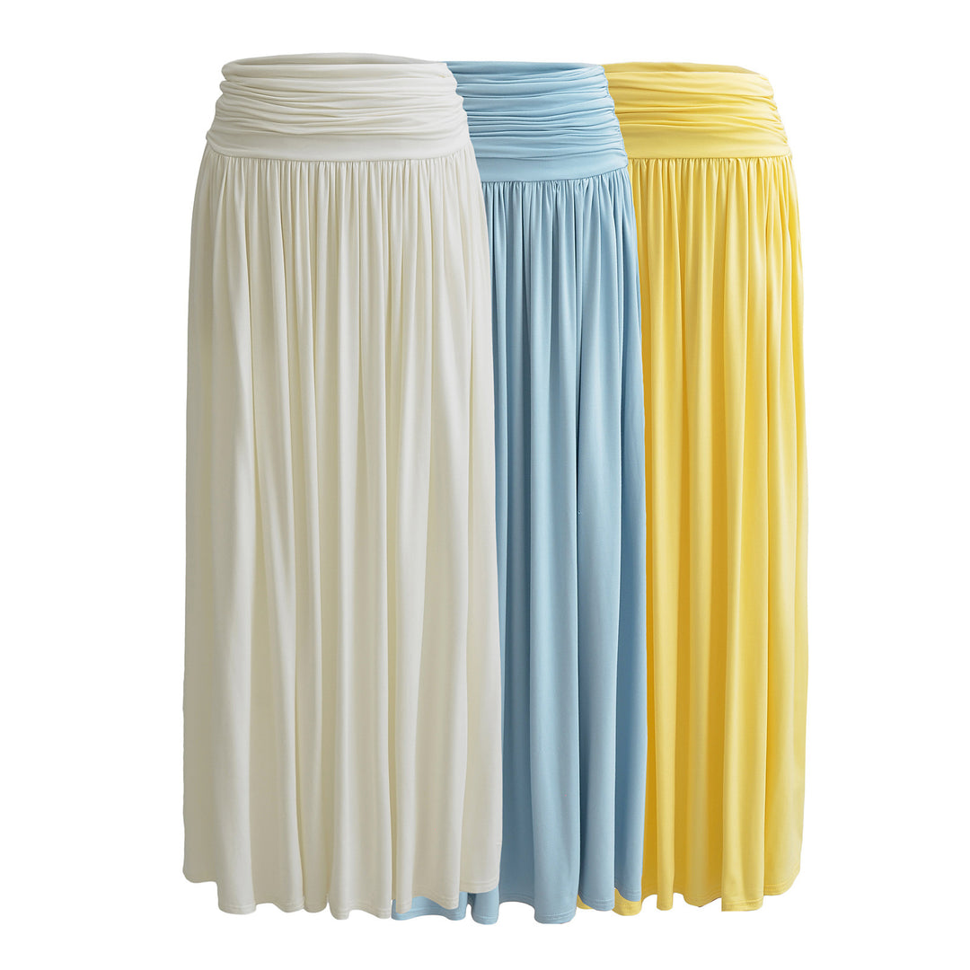 Dame maxiskørt med elegant rynke design og elastisk talje Stilla