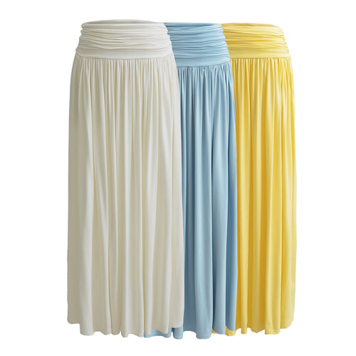 Dame maxiskørt med elegant rynke design og elastisk talje Stilla