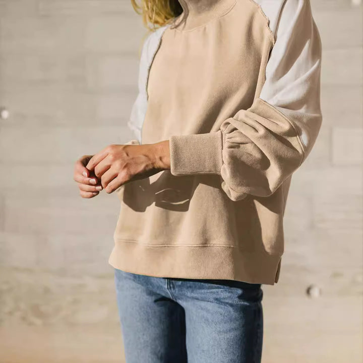 Dame sporty oversized sweatshirt med høj hals og manuelt justerbare ærmer Stilla