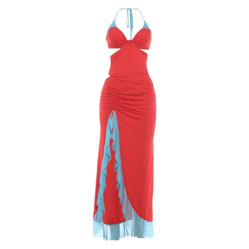 Damen Maxi-Kleid mit raffiniertem Drapierungsdesign und seitlichem Schlitz Skovae