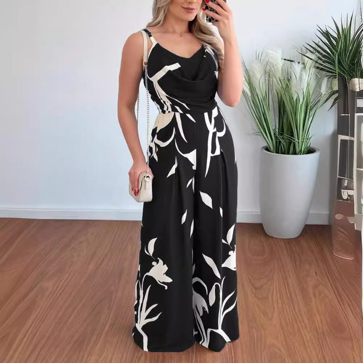 Dame jumpsuit med elegant indpakningsdesign og bredt ben Stilla