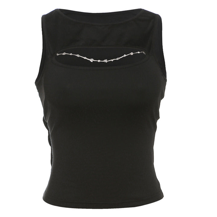 Dame Trendy Tanktop med dekorativt cut-out og moterigtige detaljer Skovae