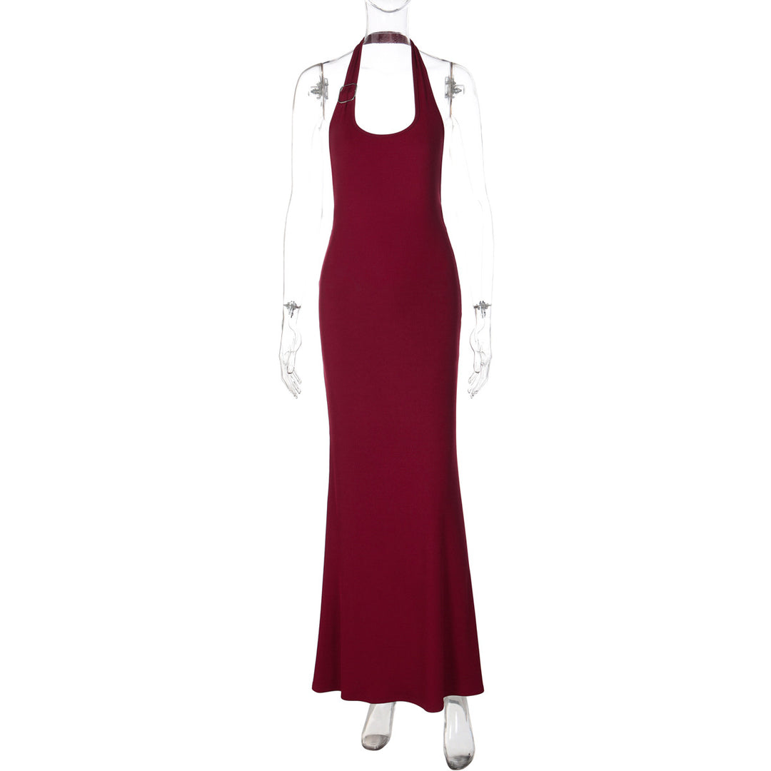 Dame Elegant Maxikjole med Halterneck og figursyet design Skovae