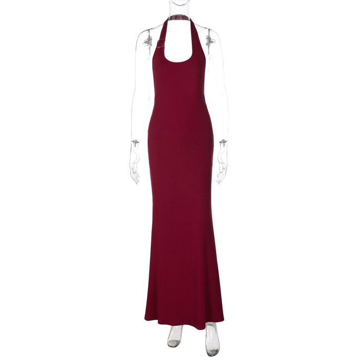 Dame Elegant Maxikjole med Halterneck og figursyet design Skovae