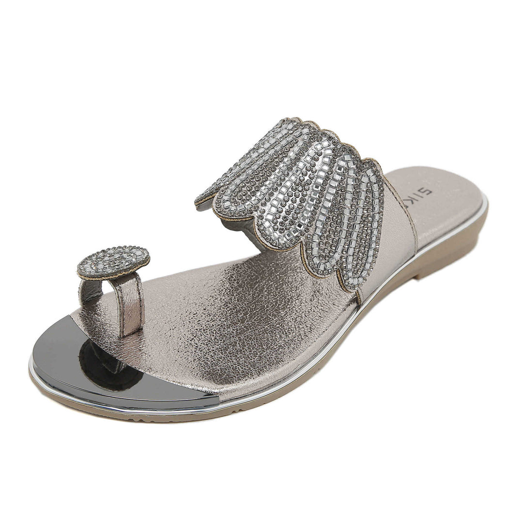 Dame Glamourøse Tåsplit Sandaler med funkende Strassdetaljer Stilla