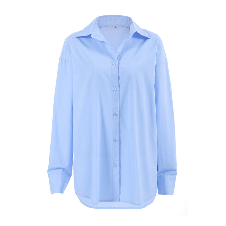 Dame Oversized Skjorte med elegant Krave og afslappede Manchetter Stilla