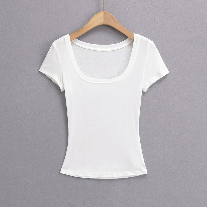 Dame Rundhalset T-shirt i blødt, elastisk materiale med figursyet snit Stilla