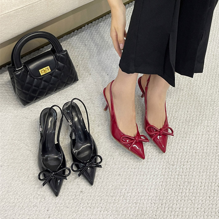 Dame Slingback Højhælede sko med elegant bue dekoration og spids tå Stilla
