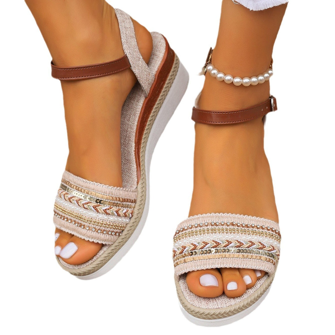Dame Komfortable Wedge-sandaler med moderne dekorationer og ergonomisk fodseng Stilla