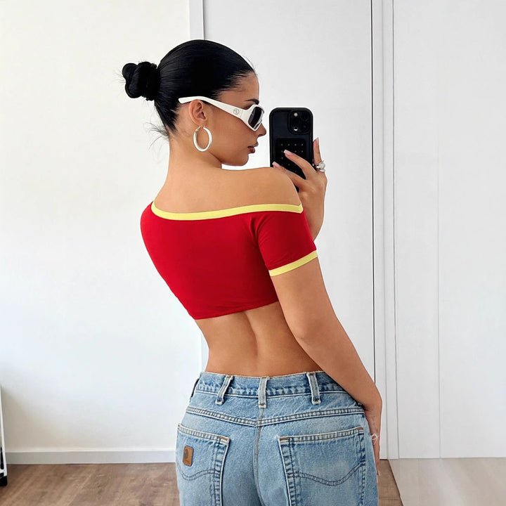 Dame Crop-Top med afslappet snit og iøjnefaldende tryk Stilla