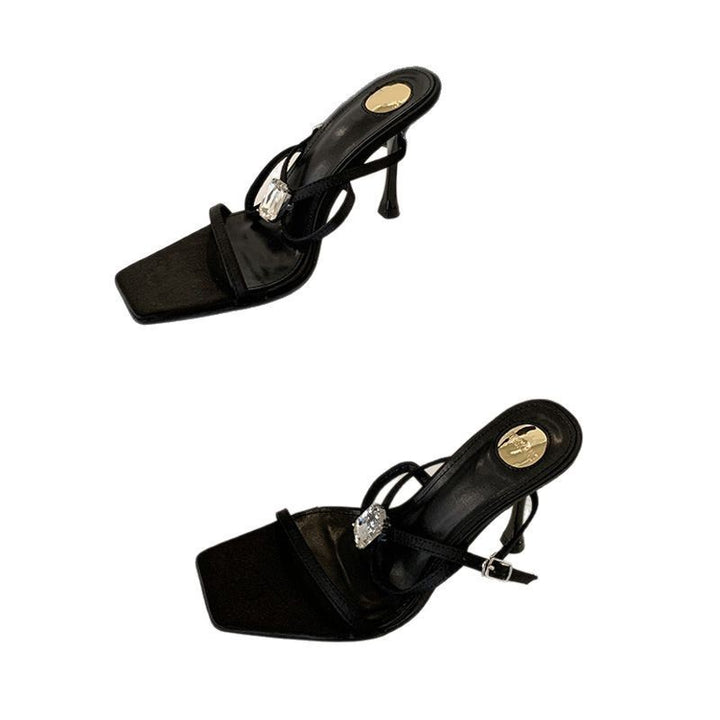 Dame High Heel Sandaler med firkantet tåparti og glitrende accent Stilla
