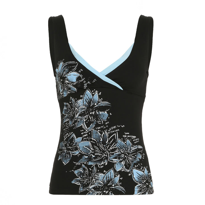 Dame-top med blomstret design og justerbare stropper Skovae