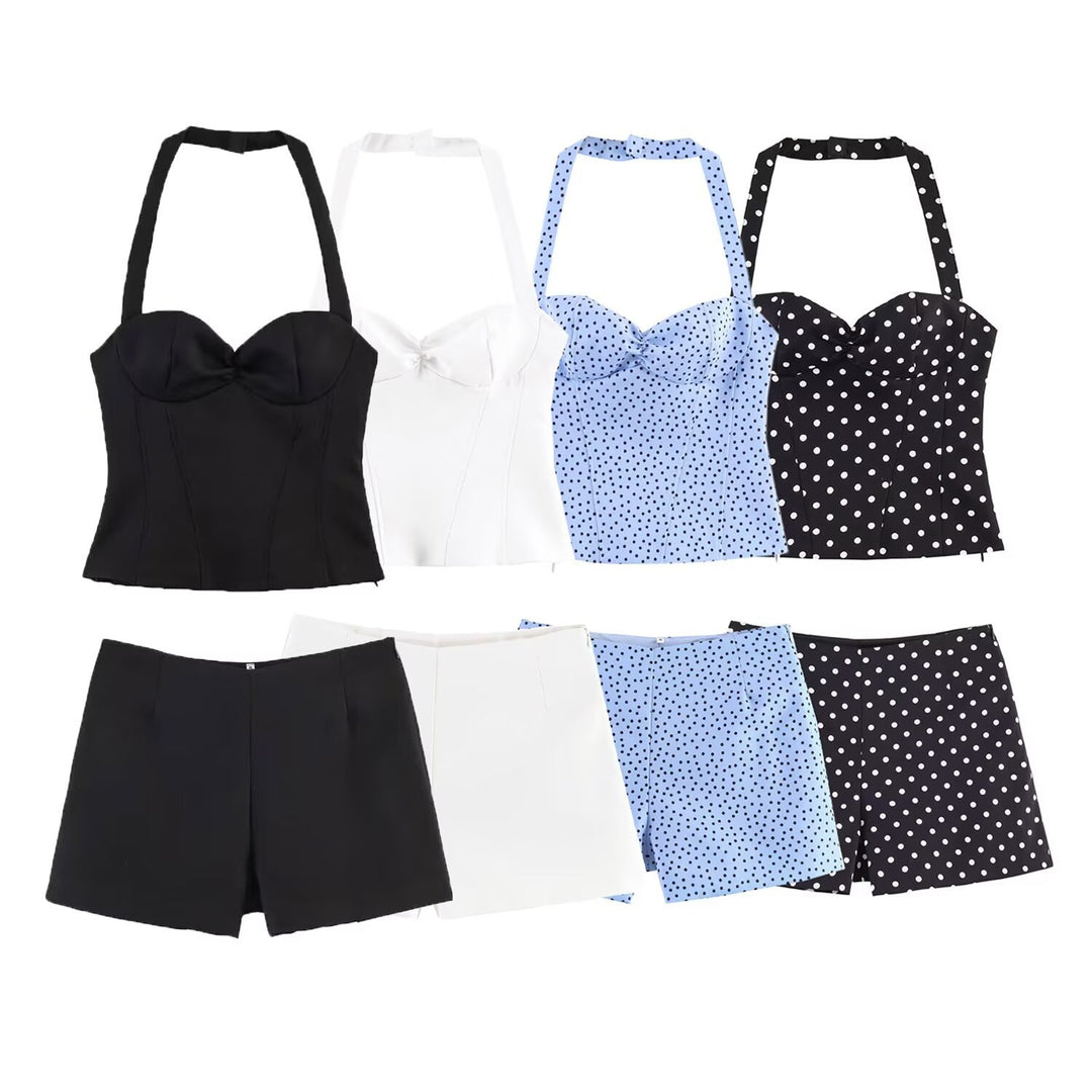 Dame kombination af kort top og shorts Skovae