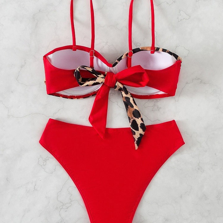 Dame Bikini-sæt med moderigtigt leopardmønster og behagelige stropper Stilla