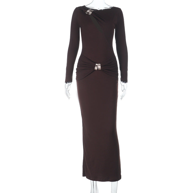 Dame Elegant Maxikjole med elegant omslag design og glitrende applikationer Skovae
