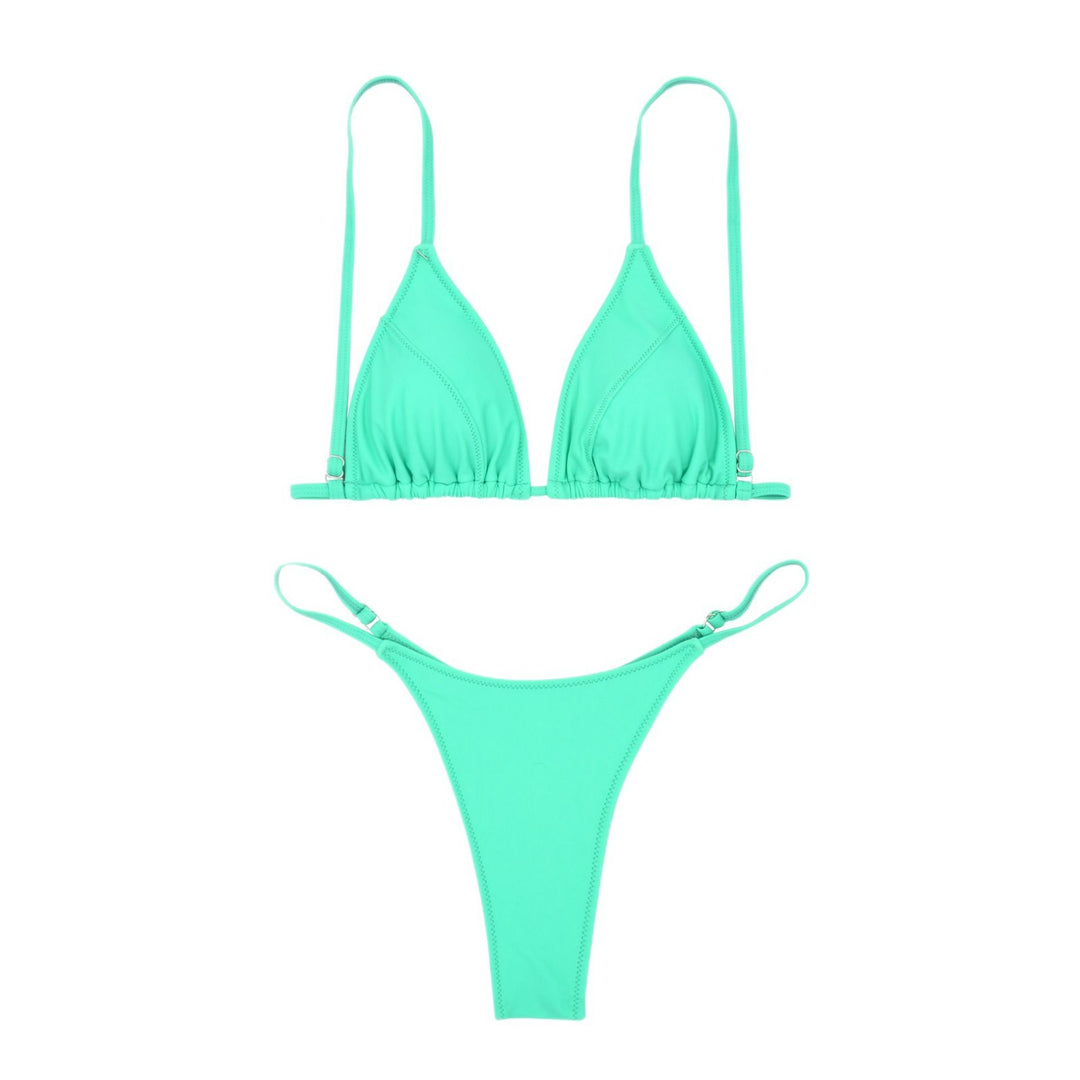 Dame triangel-bikini med ultra-høj benudskæring og fin rynkning Skovae
